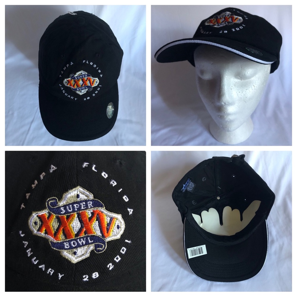 Super Bowl XXXV Ravens v Giants Embroidered Cap Hat Adjustable Strap - Black